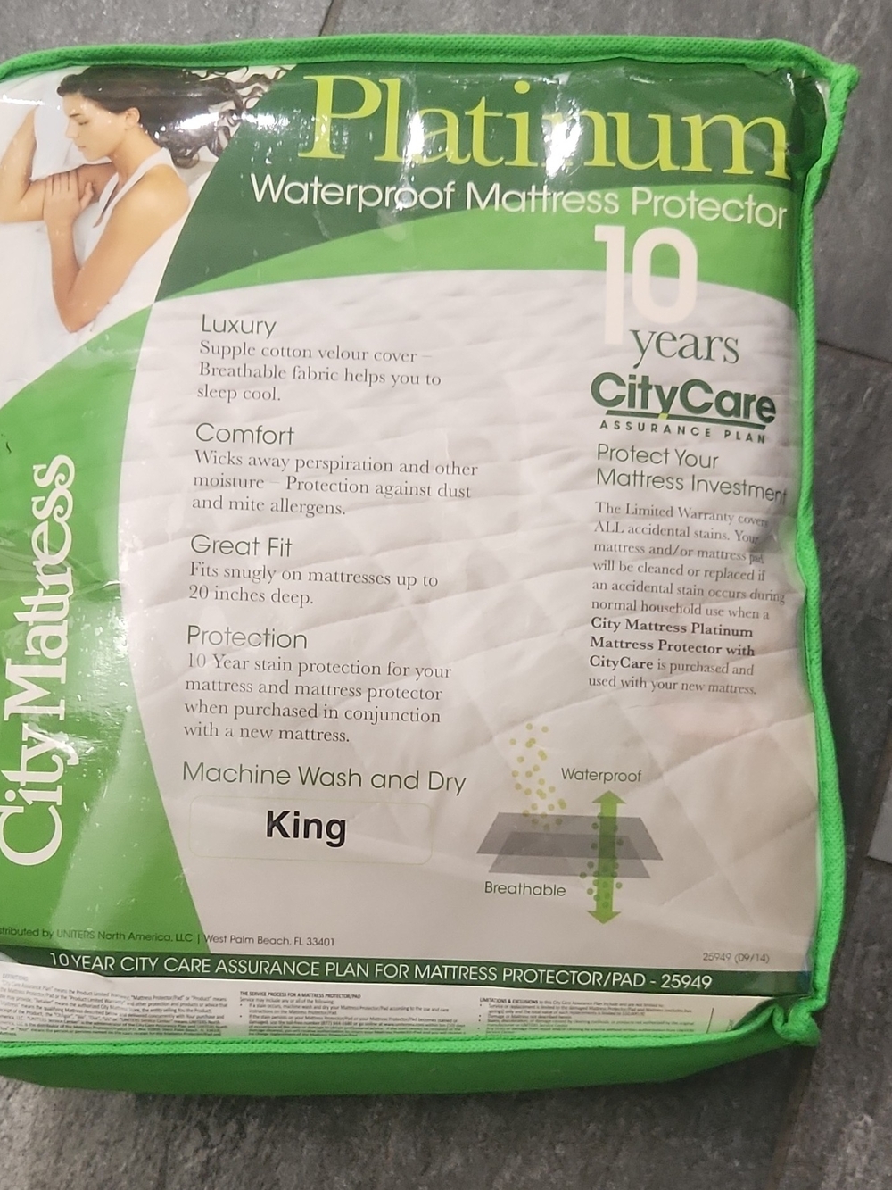 Platinum Waterproof Mattress Protector - Green - King
